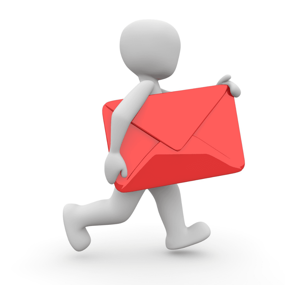 Generic Figure walking  with a red envelope