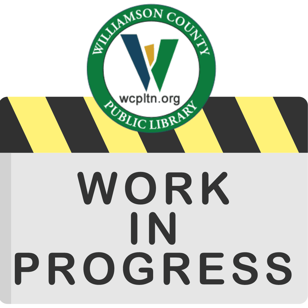 work in progress caution sign with library logo