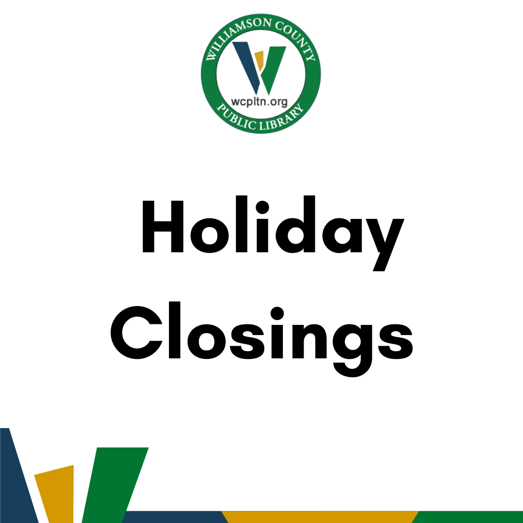 Library logo with text Holiday Closings 