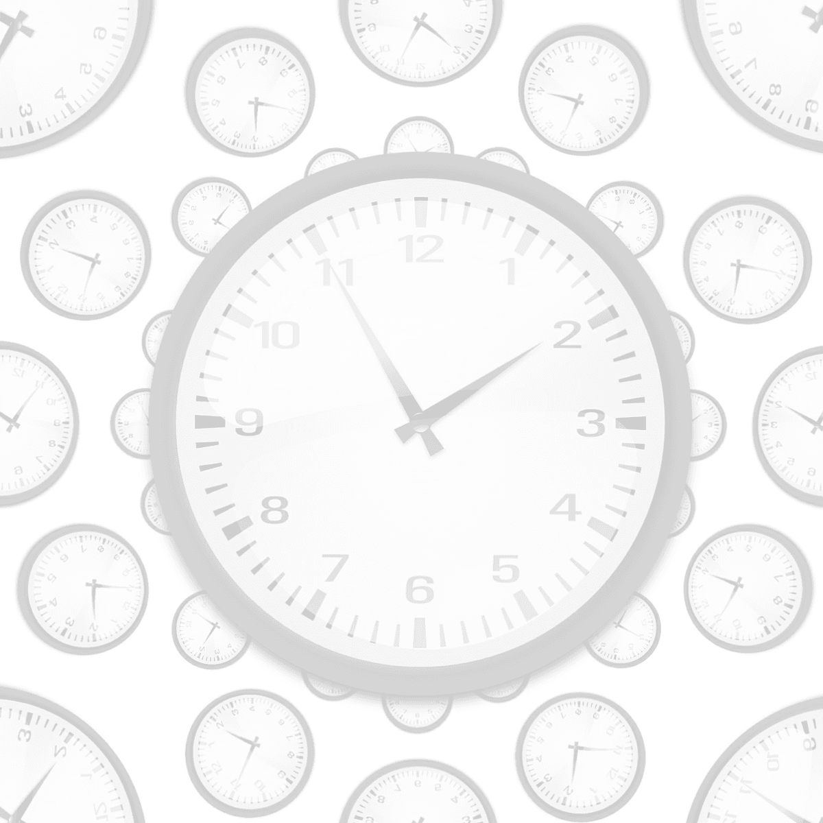 One large round clock with smaller duplicates behind it