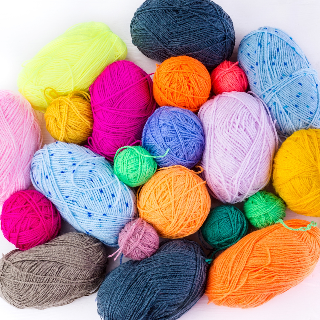 different types and colors of yarn