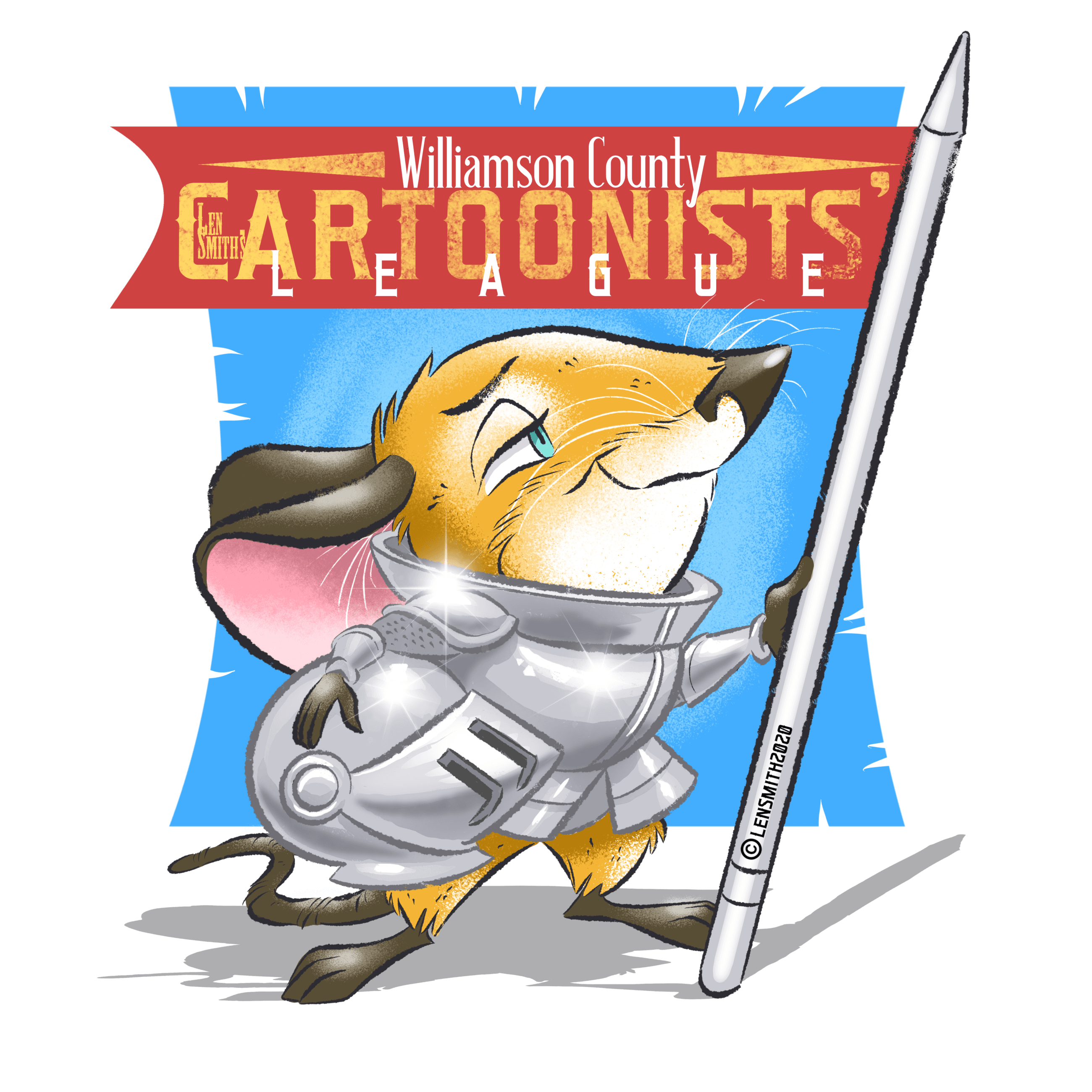 Len Smith cartoonist image CL2020-COLOR-BLUE BG